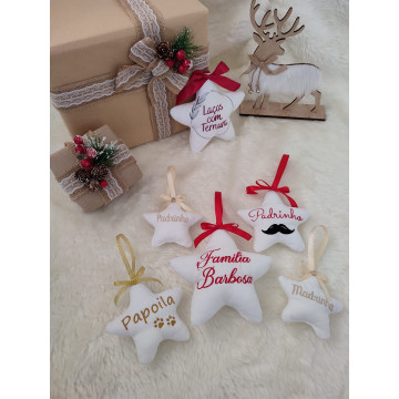 Estrela de Natal Média em Tecido Nome e Desenho