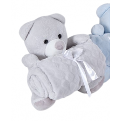 Manta com Peluche Cinzento